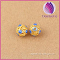 High quality round cloisonne beads S925 sterling silver pierced design